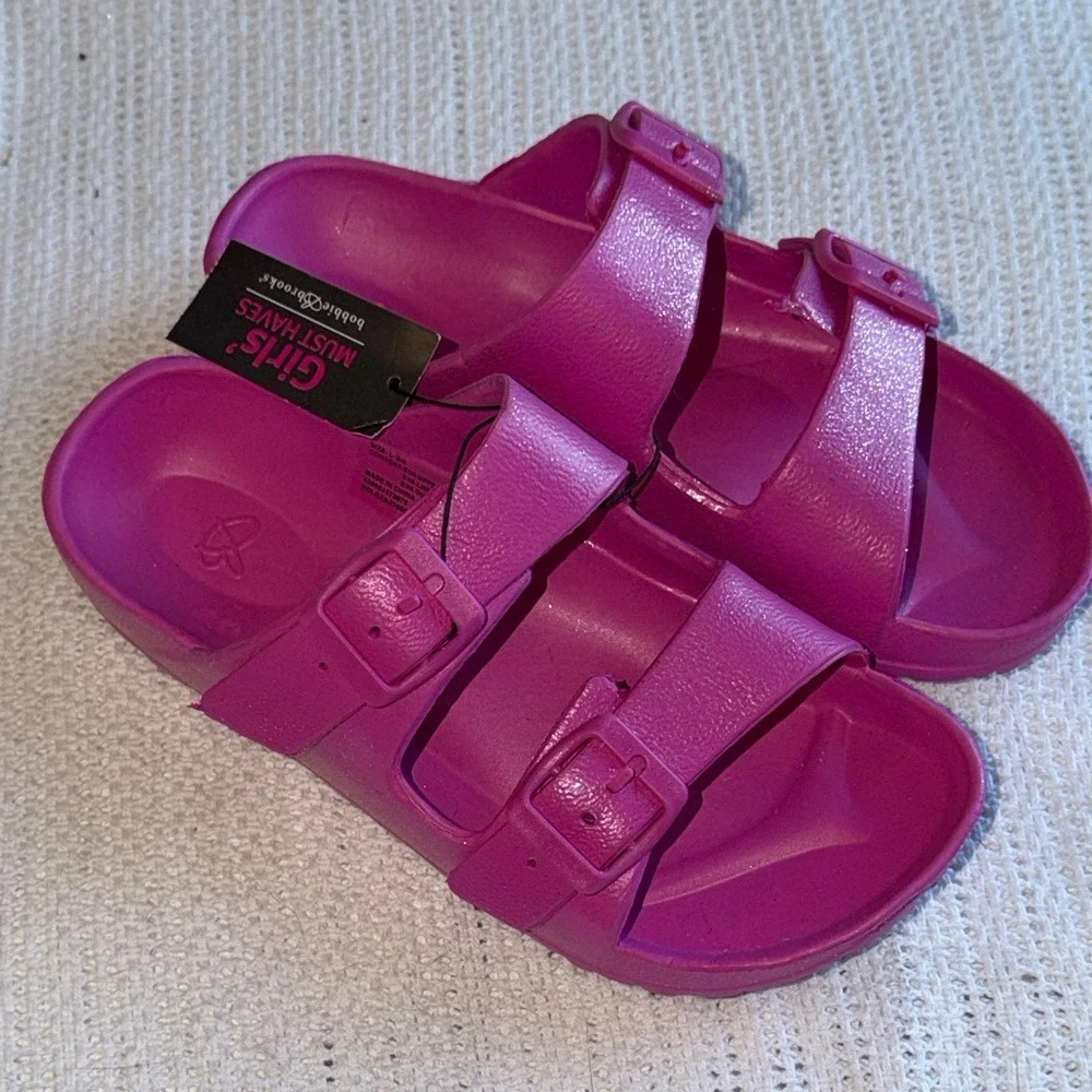 Bobbie Brooks Girls Pink EVA Double Buckle Slide Sandals Size L 2/3 New
